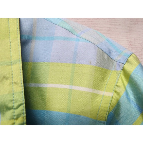 MURELI Sz S Small 100% Silk Aqua Blue Green Plaid Lined Jacket w/ Tags - Picture 15 of 15